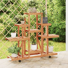 Plantenstandaard 110x25x101 cm massief vurenhout met wielen