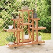 Plantenstandaard 110x25x101 cm massief vurenhout met wielen