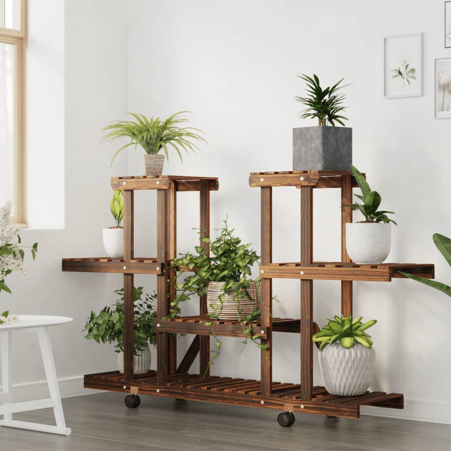 Plantenstandaard Met Wielen 110X25X78 Cm Massief Vurenhout