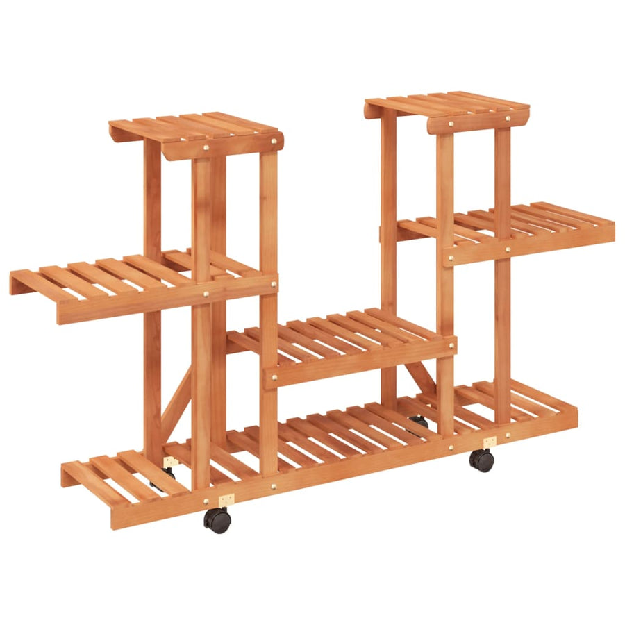 Plantenstandaard Met Wielen 110X25X78 Cm Massief Vurenhout 110 x 25 x 78 cm Lichtbruin