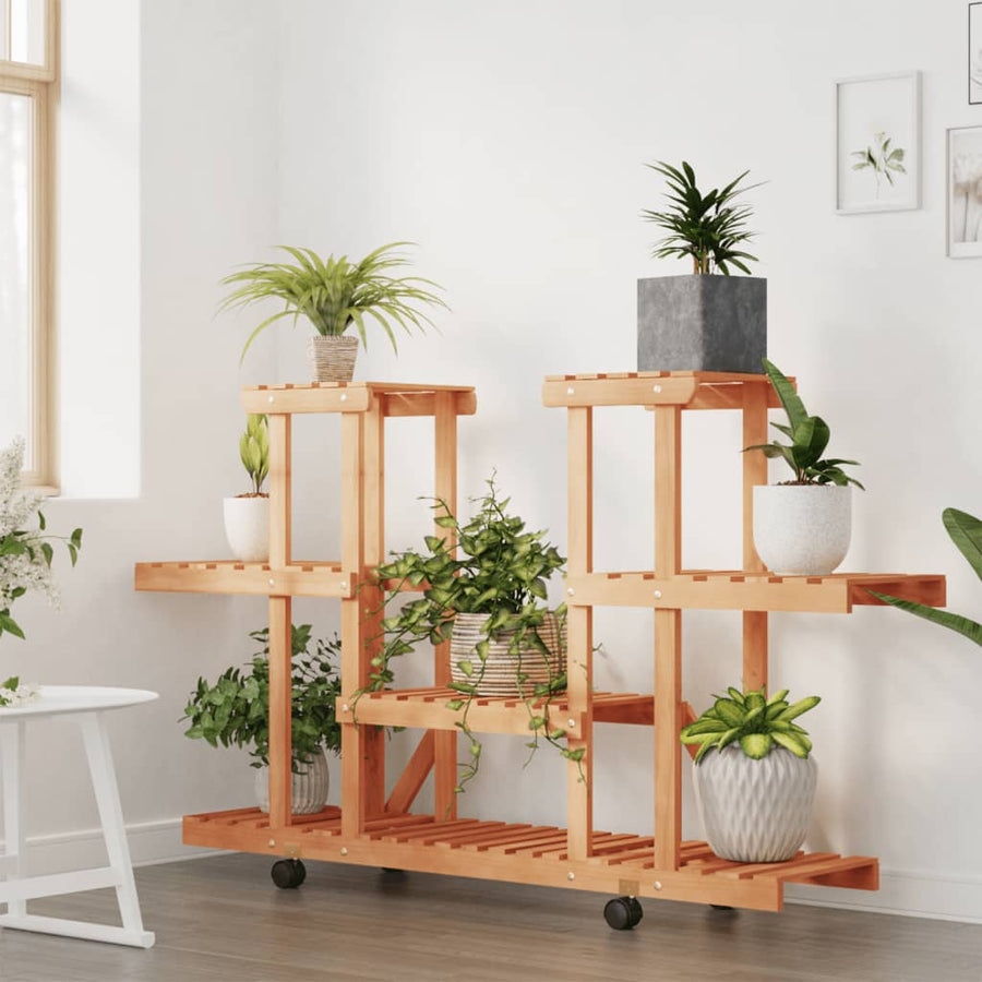 Plantenstandaard Met Wielen 110X25X78 Cm Massief Vurenhout 110 x 25 x 78 cm Lichtbruin