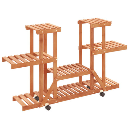 Plantenstandaard Met Wielen 110X25X78 Cm Massief Vurenhout 110 x 25 x 78 cm Lichtbruin