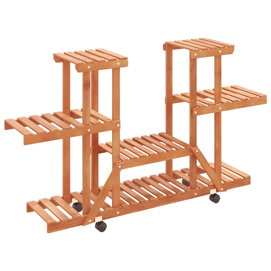 Plantenstandaard Met Wielen 110X25X78 Cm Massief Vurenhout 110 x 25 x 78 cm Lichtbruin