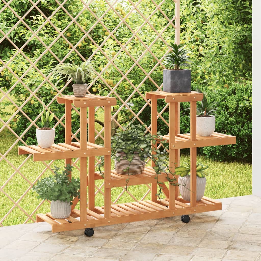 Plantenstandaard Met Wielen 110X25X78 Cm Massief Vurenhout 110 x 25 x 78 cm Lichtbruin