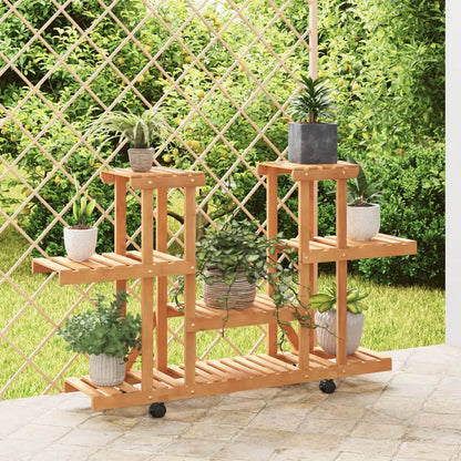 Plantenstandaard Met Wielen 110X25X78 Cm Massief Vurenhout 110 x 25 x 78 cm Lichtbruin