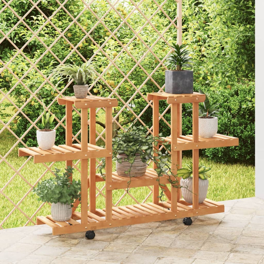 Plantenstandaard Met Wielen 110X25X78 Cm Massief Vurenhout 110 x 25 x 78 cm Lichtbruin
