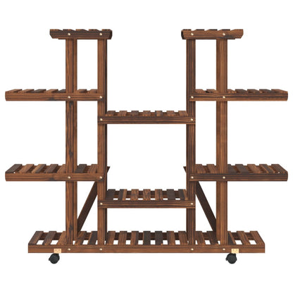 Plantenstandaard Massief Vurenhout Bruin 110 x 25 x 115 cm met wielen
