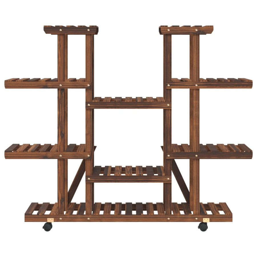 Plantenstandaard Massief Vurenhout Bruin 110 x 25 x 115 cm met wielen