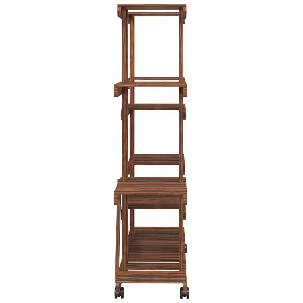 Plantenstandaard Massief Vurenhout Bruin 110 x 25 x 115 cm met wielen