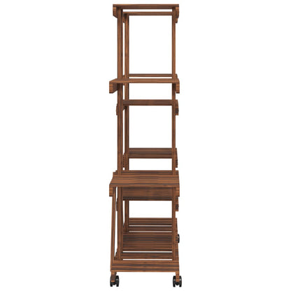 Plantenstandaard Massief Vurenhout Bruin 110 x 25 x 115 cm met wielen