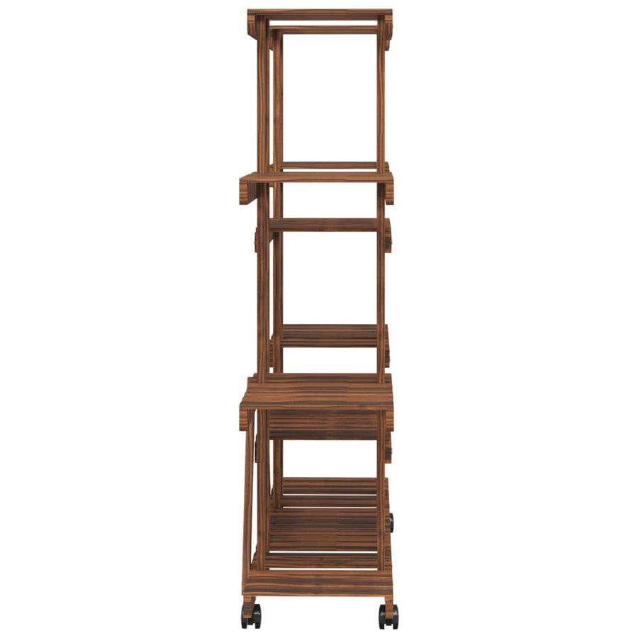 Plantenstandaard Massief Vurenhout Bruin 110 x 25 x 115 cm met wielen