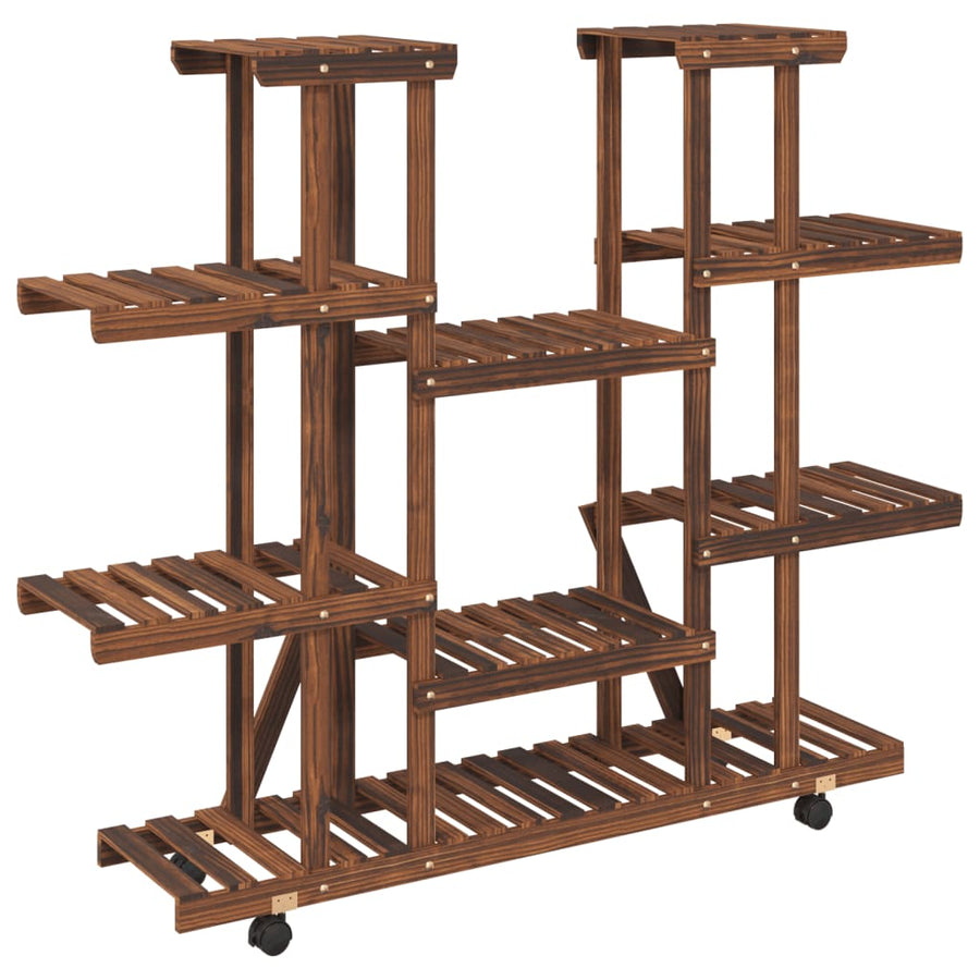Plantenstandaard Massief Vurenhout Bruin 110 x 25 x 115 cm met wielen