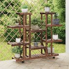 Plantenstandaard met wielen 110x25x115 cm massief vurenhout