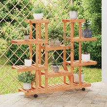 Plantenstandaard Massief Vurenhout Lichtbruin 110 x 25 x 115 cm met wielen