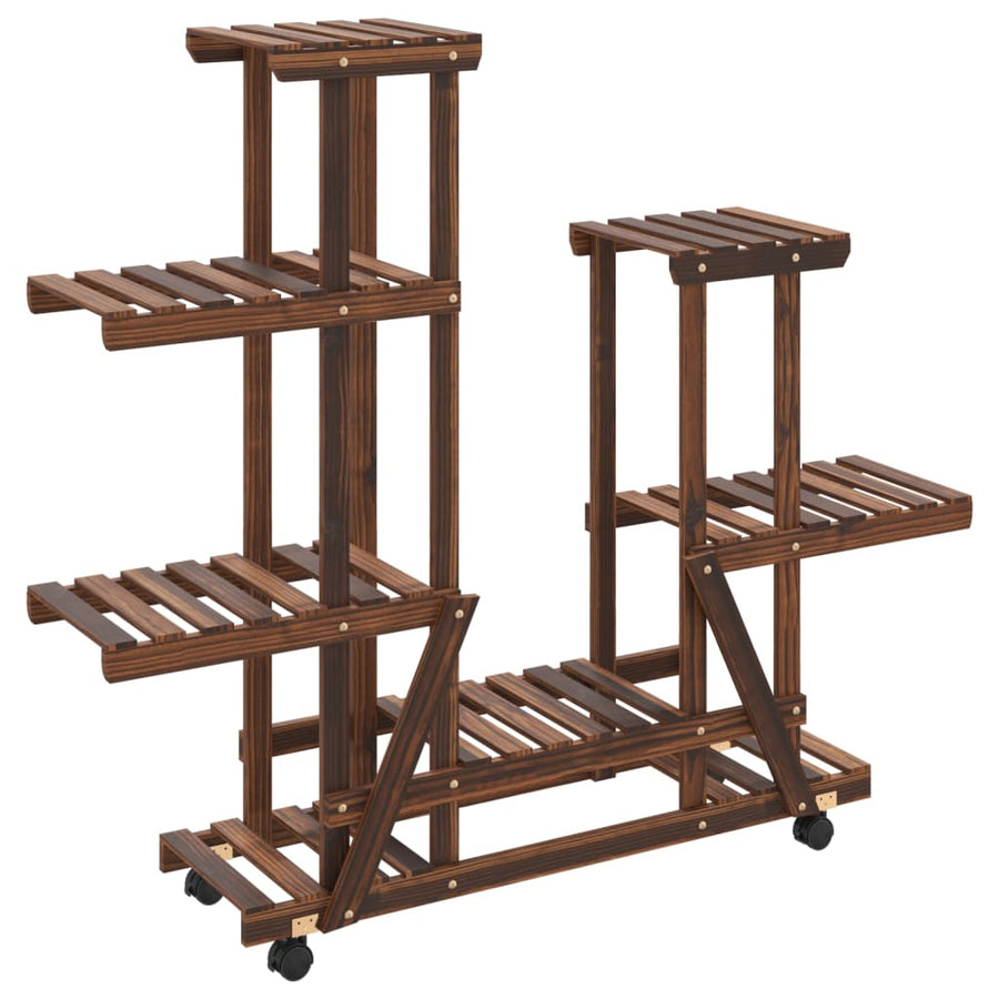 Plantenstandaard Massief Vurenhout Bruin 95 x 25 x 101 cm met wielen
