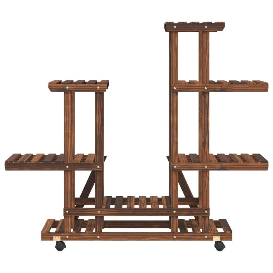 Plantenstandaard Massief Vurenhout Bruin 95 x 25 x 101 cm met wielen