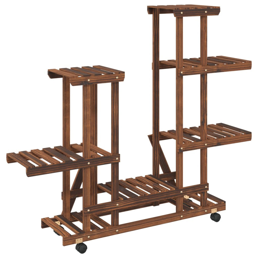 Plantenstandaard Massief Vurenhout Bruin 95 x 25 x 101 cm met wielen