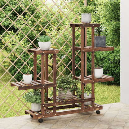 Plantenstandaard Massief Vurenhout Bruin 95 x 25 x 101 cm met wielen