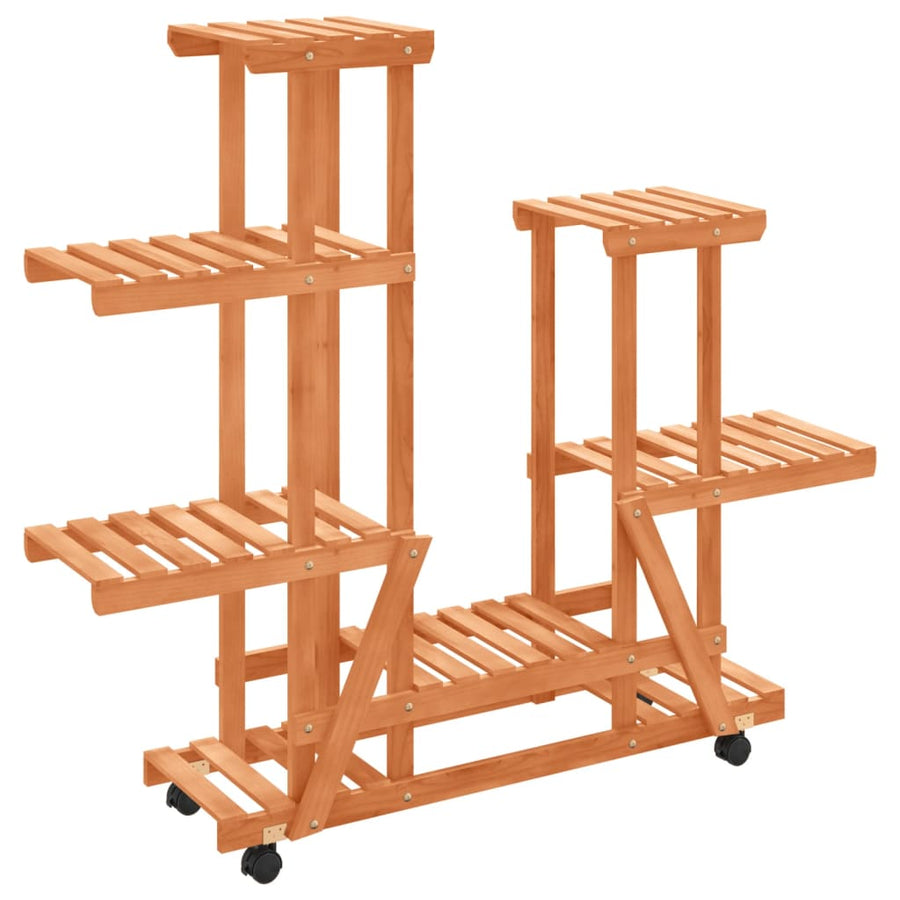 Plantenstandaard met wielen 95x25x101 cm massief vurenhout