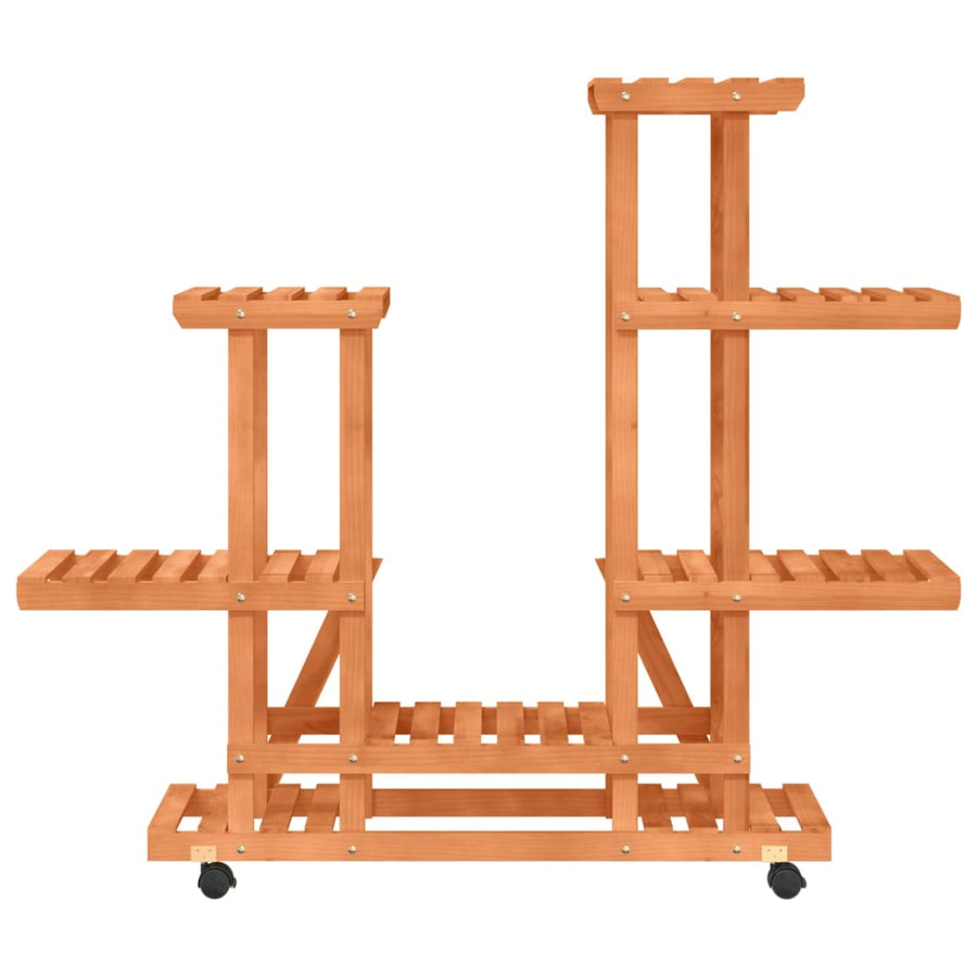 Plantenstandaard met wielen 95x25x101 cm massief vurenhout