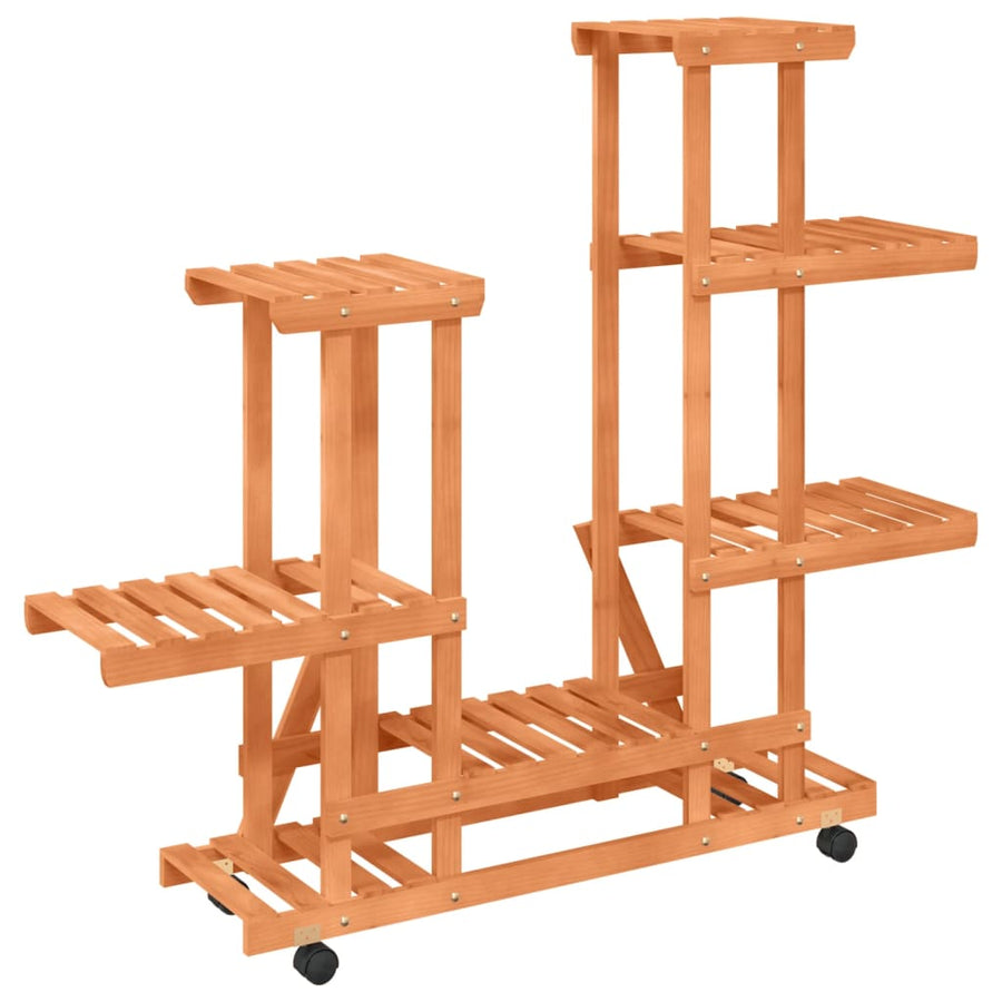 Plantenstandaard met wielen 95x25x101 cm massief vurenhout