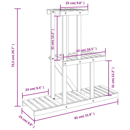 Plantenstandaard 8X25X75,5 Cm Massief Vurenhout Bruin 81 x 25 x 75.5 cm zonder wielen