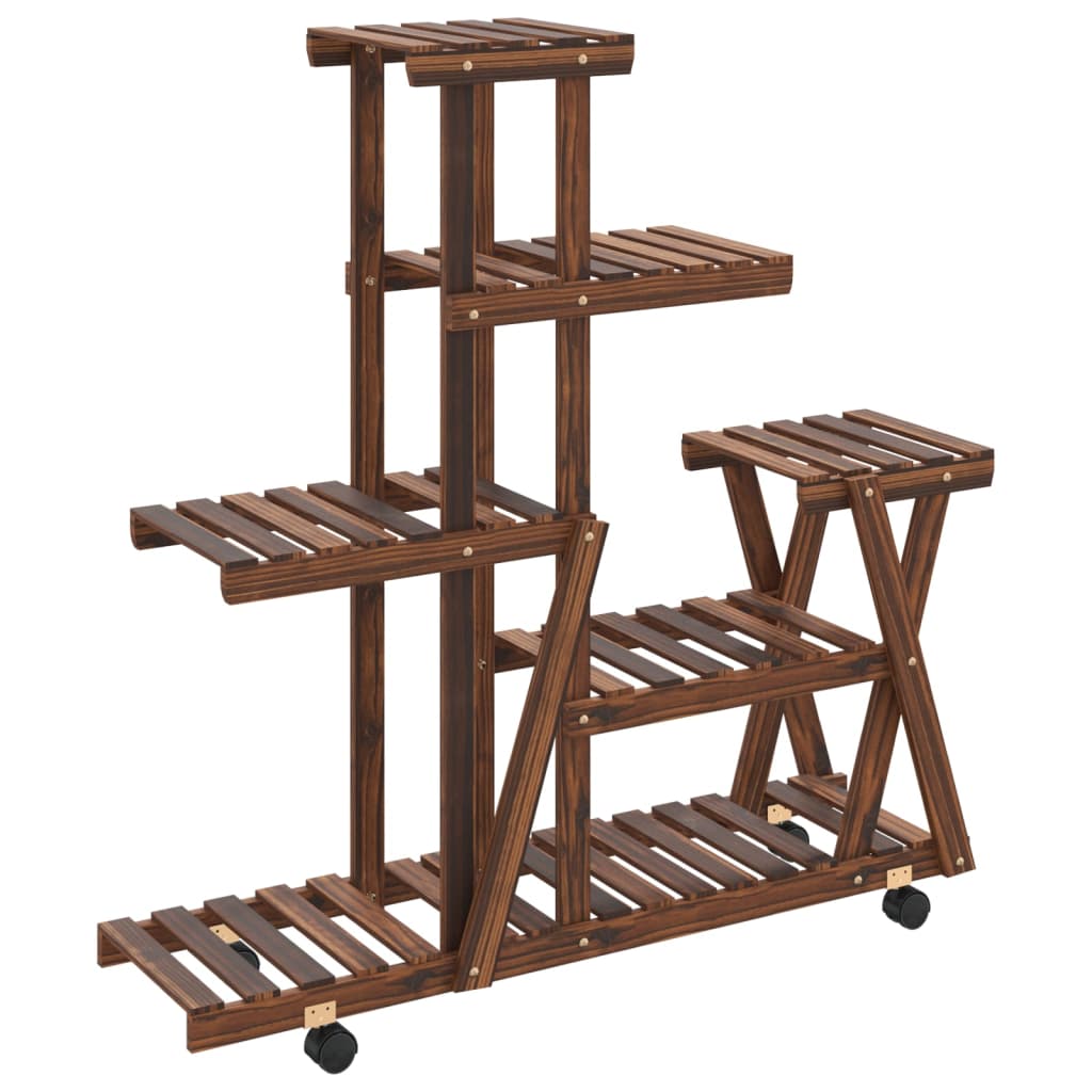 Plantenstandaard met wielen 95x25x101 cm massief vurenhout