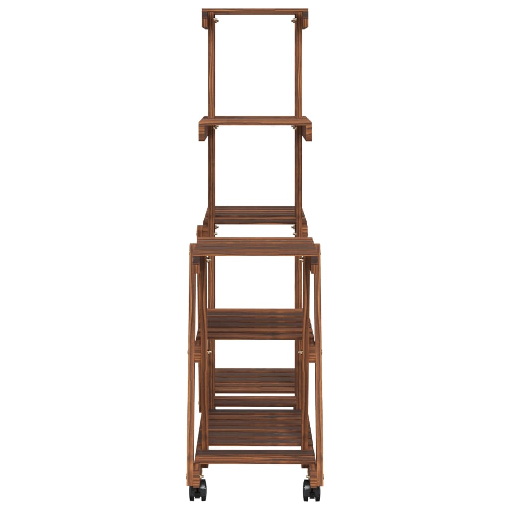 Plantenstandaard met wielen 95x25x101 cm massief vurenhout