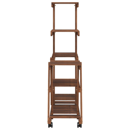 Plantenstandaard met wielen 95x25x101 cm massief vurenhout