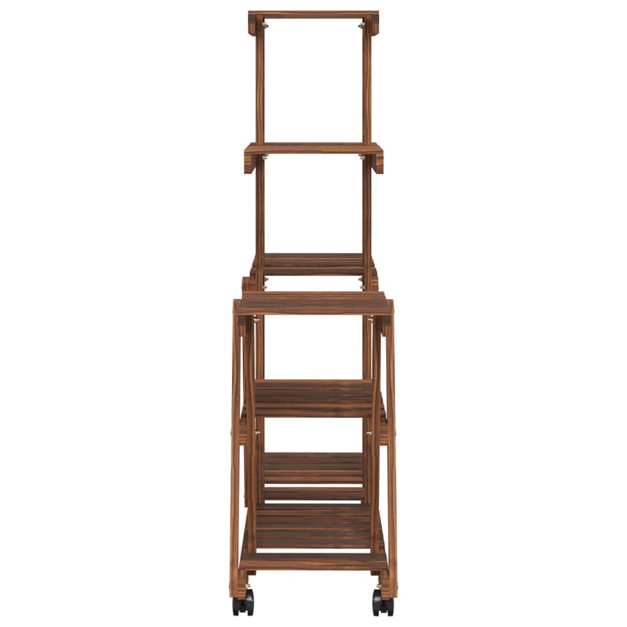 Plantenstandaard met wielen 95x25x101 cm massief vurenhout