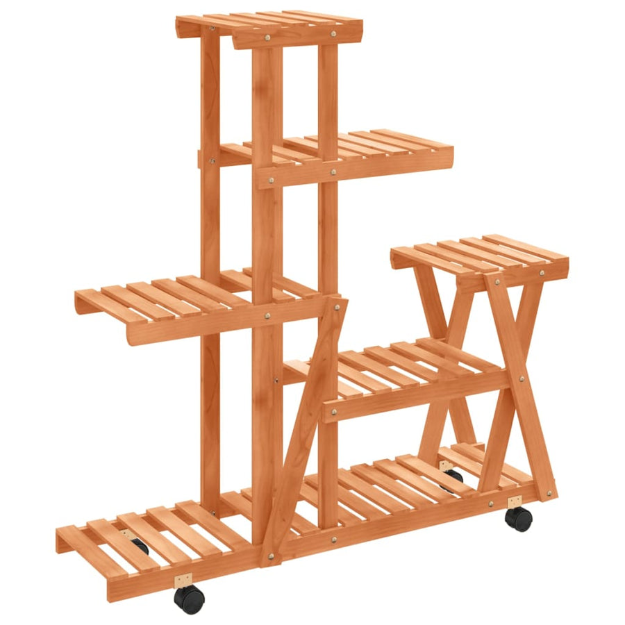 Plantenstandaard met wielen 95x25x101 cm massief vurenhout