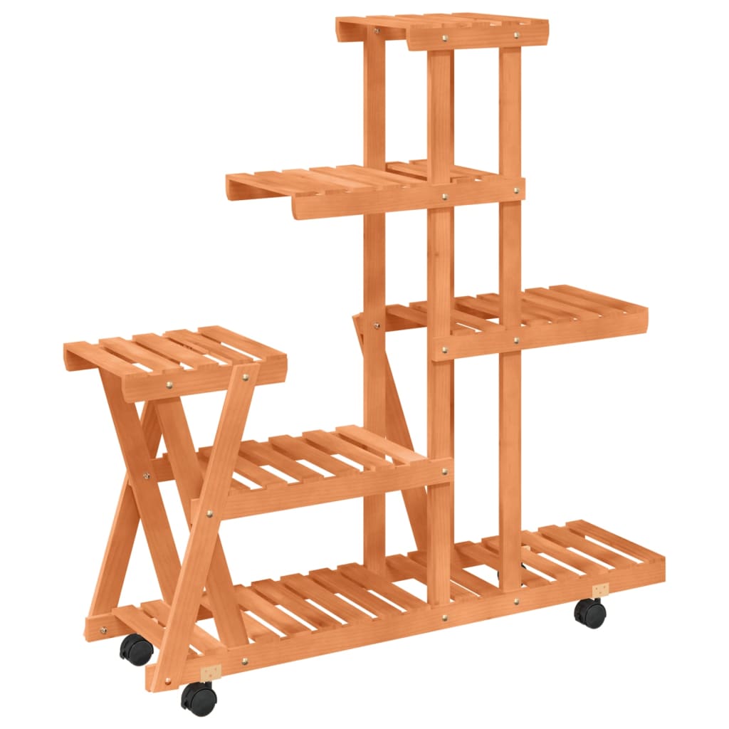 Plantenstandaard met wielen 95x25x101 cm massief vurenhout