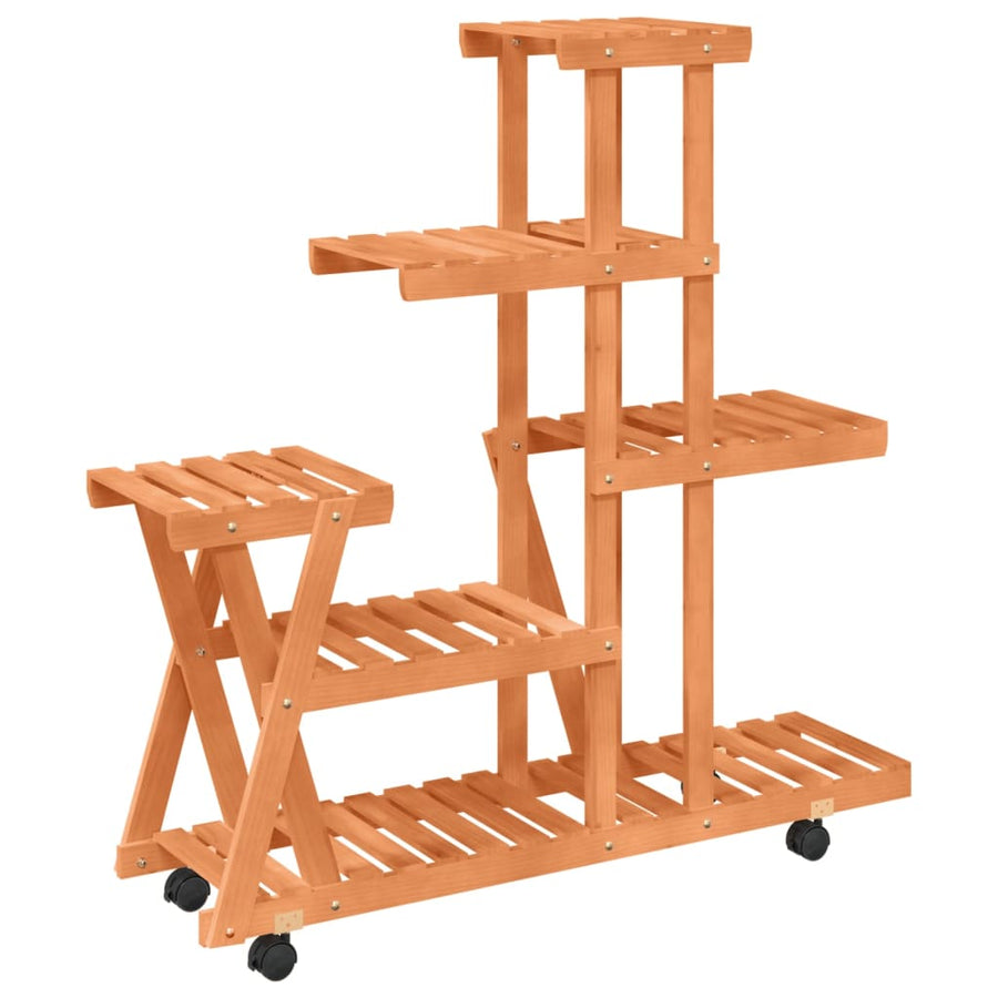 Plantenstandaard met wielen 95x25x101 cm massief vurenhout