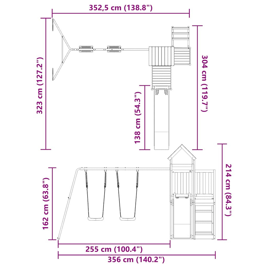 Speelhuis Geïmpregneerd Grenenhout Massief geïmpregneerd grenenhout
