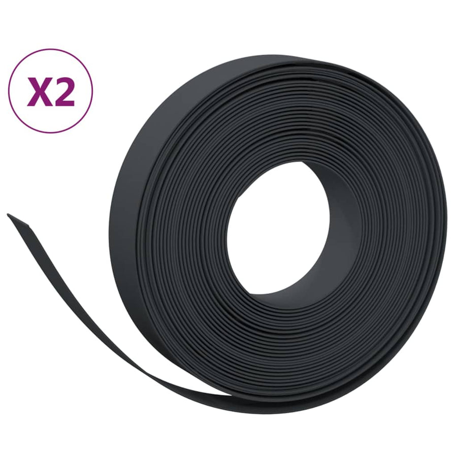 Tuinranden 2 st 10 m 10 cm polyetheen zwart 20 x 0.1 m Zwart