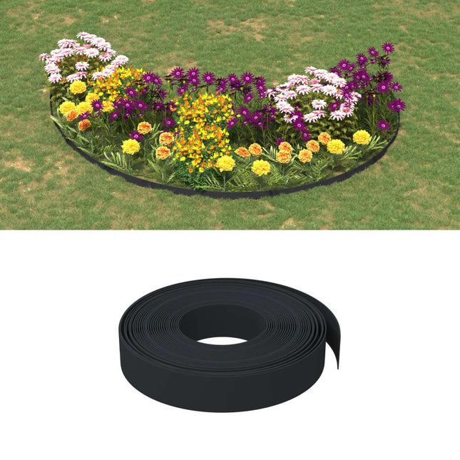 Tuinranden 2 st 10 m 10 cm polyetheen zwart 20 x 0.1 m Zwart