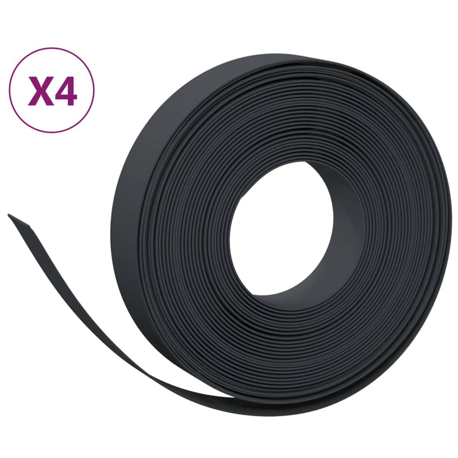 Tuinranden 4 st 10 m 10 cm polyetheen zwart 40 x 0.1 m Zwart