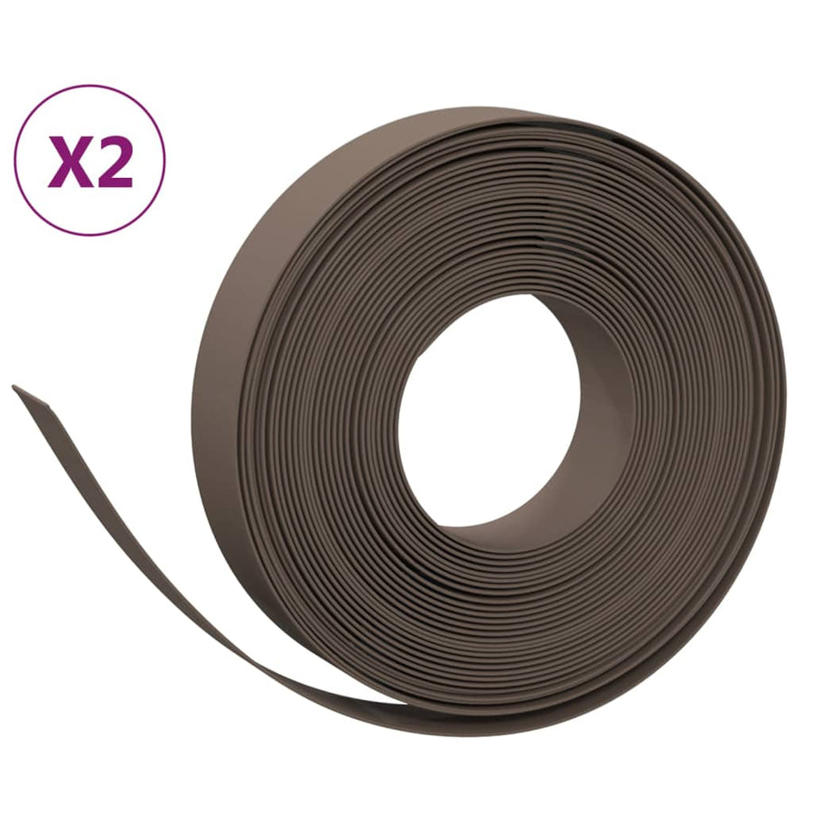 Tuinranden 2 st 10 m 10 cm polyetheen bruin 20 x 0.1 m Bruin