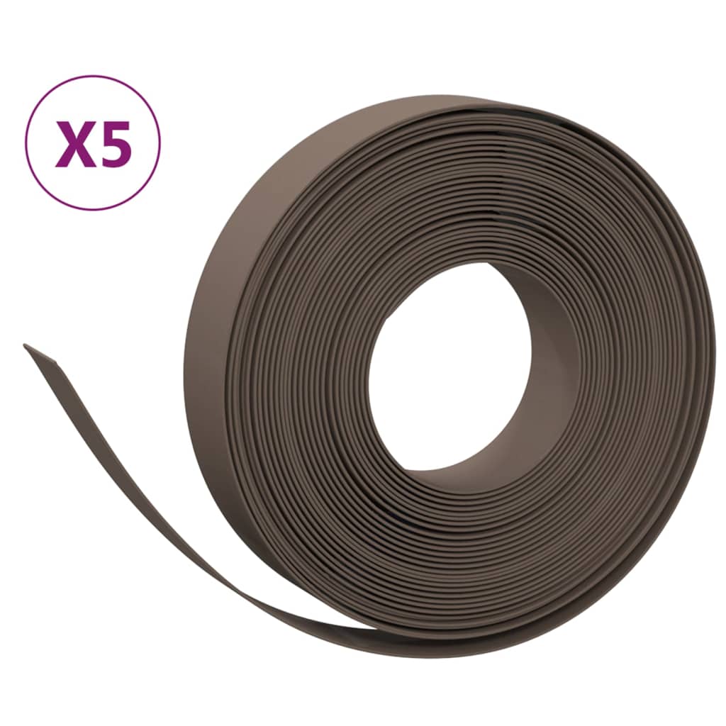 Tuinranden 5 st 10 m 10 cm polyetheen bruin 50 x 0.1 m Bruin