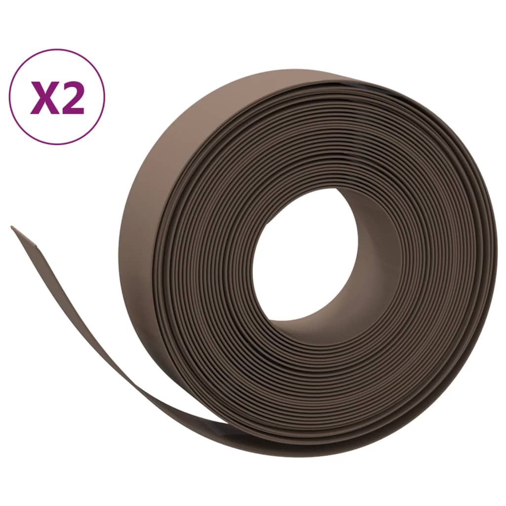 Tuinranden 2 st 10 m 15 cm polyetheen bruin 20 x 0.15 m Bruin