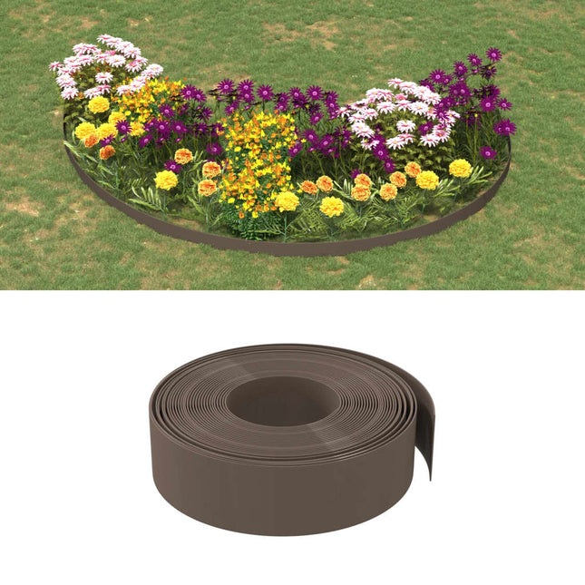 Tuinranden 2 st 10 m 15 cm polyetheen bruin 20 x 0.15 m Bruin