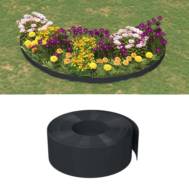 Tuinranden 2 st 10 m 20 cm polyetheen zwart 20 x 0.2 m Zwart