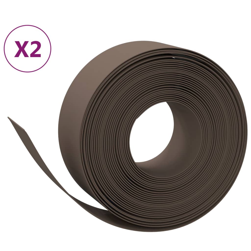 Tuinranden 2 st 10 m 20 cm polyetheen bruin 20 x 0.2 m Bruin