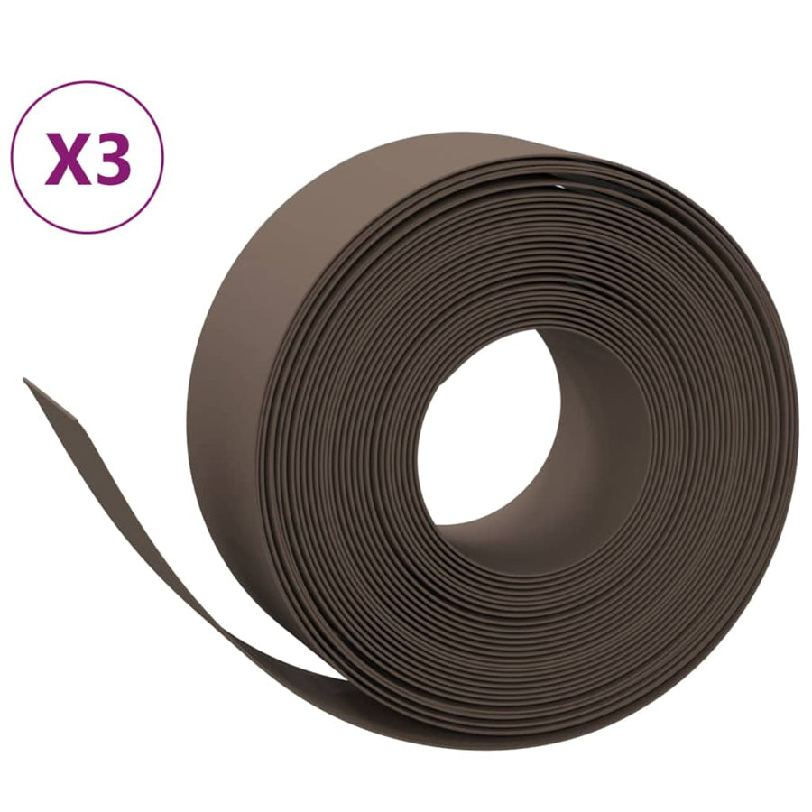 Tuinranden 3 St 10 M 20 Cm Polyetheen Bruin