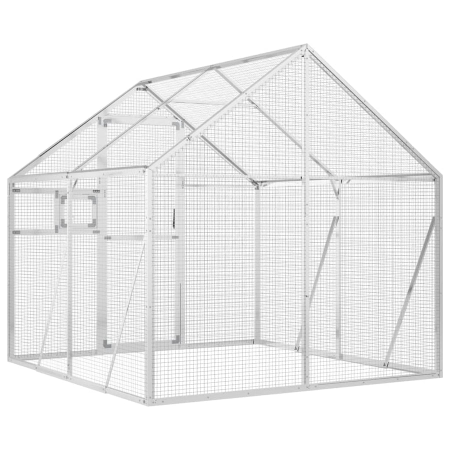 Volière 1,79x2x1,85 m aluminium zilverkleurig 1.79 x 2 x 1.85 m Zilver