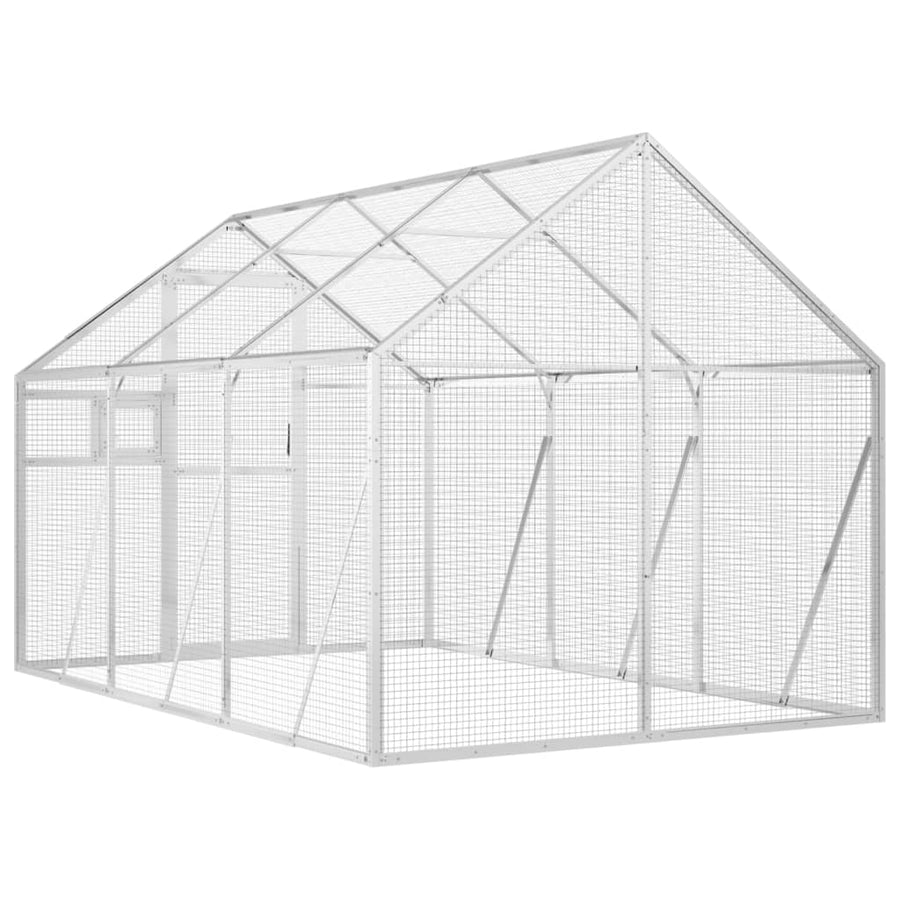 Volière 1,79x3x1,85 m aluminium zilverkleurig 1.79 x 3 x 1.85 m Zilver