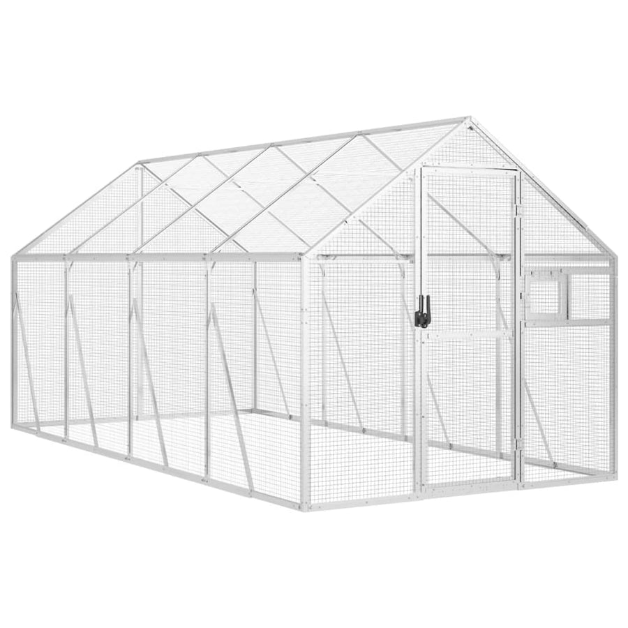 Volière 1,79x4x1,85 m aluminium zilverkleurig 1.79 x 4 x 1.85 m Zilver