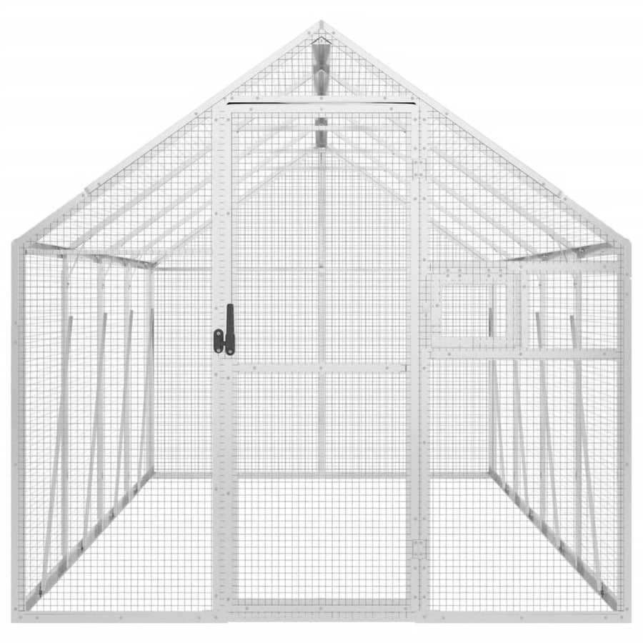 Volière 1,79x4x1,85 m aluminium zilverkleurig 1.79 x 4 x 1.85 m Zilver