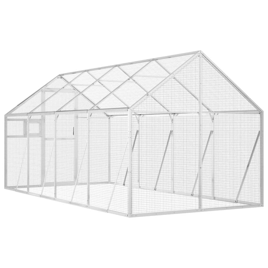 Volière 1,79x4x1,85 m aluminium zilverkleurig 1.79 x 4 x 1.85 m Zilver