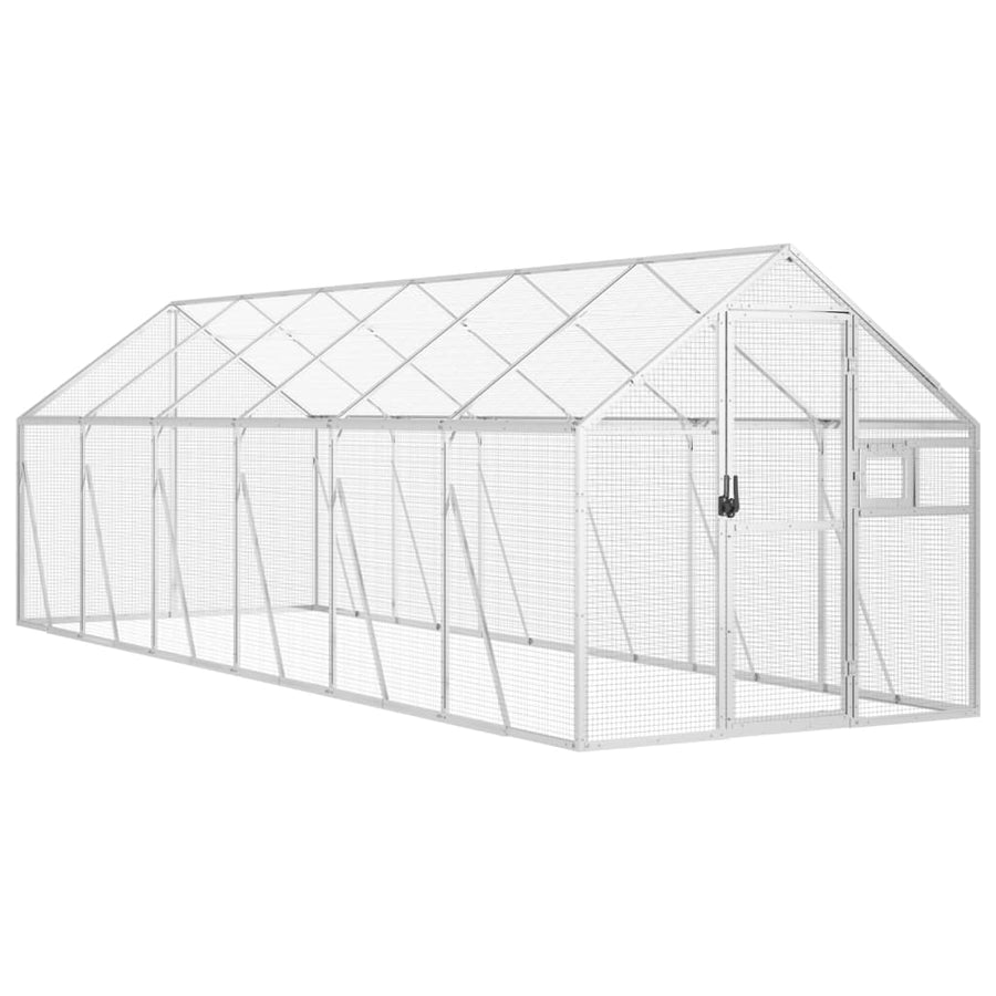 Volière 1,79x6x1,85 m aluminium zilverkleurig 1.79 x 6 x 1.85 m Zilver